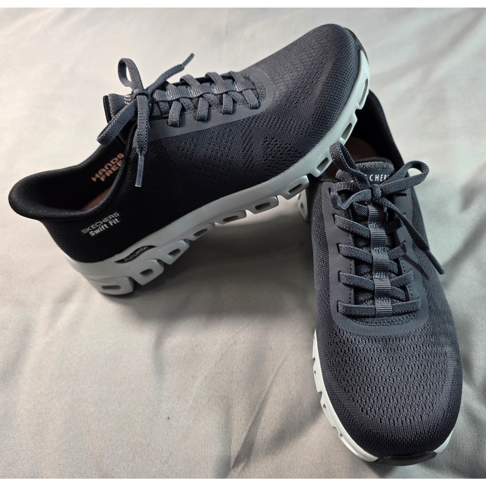 Skechers Swift Fit Slip on Women 6.5 Black Arch Casual Comfort Sneakers NEW